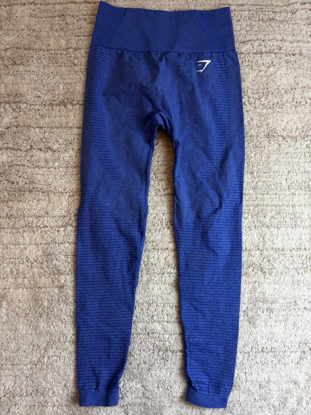 Gymshark Seamless Leggings Blue Ribbed High Waist Size S